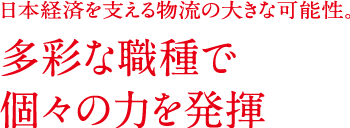 日本経済を支える物流の大きな可能性。多彩な職種で個々の力を発揮